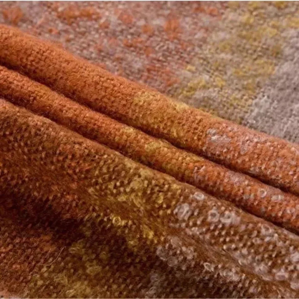 Orange Plaid Blanket Throw Acrylic Soft Reversible Dyed Fringed Bed Blanket f... - Picture 5 of 14